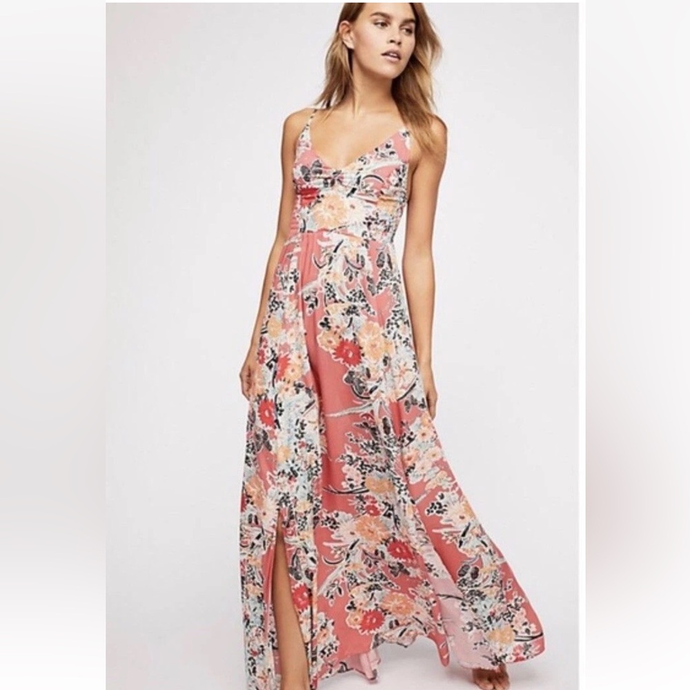 Free People Through The Vine Printed Maxi Dress In Red Combo REVOLVE - Picture 3 of 10